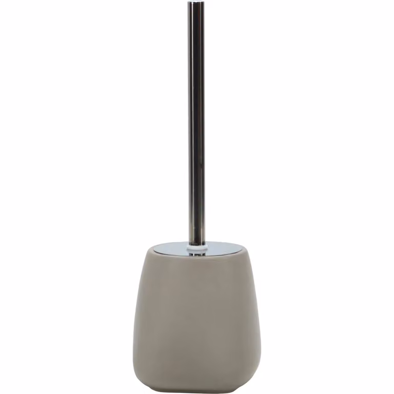 Portascopino con scopino Vestiamo Casa in ceramica color tortora, H: 36,5 cm, Diametro: 12 cm