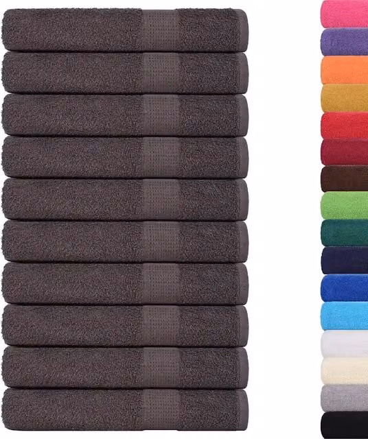 Set di 10 asciugamani vidaXL in cotone spugna color antracite, L: 100 cm x P: 200 cm, 360 g/m²