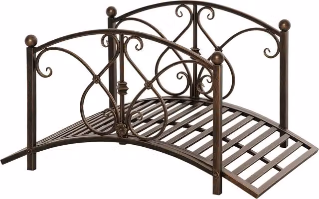 Ponticello da Giardino Vintage in Metallo con Elementi Floreali Outsunny, Bronzo, L 99 x P 68 x H 53 cm