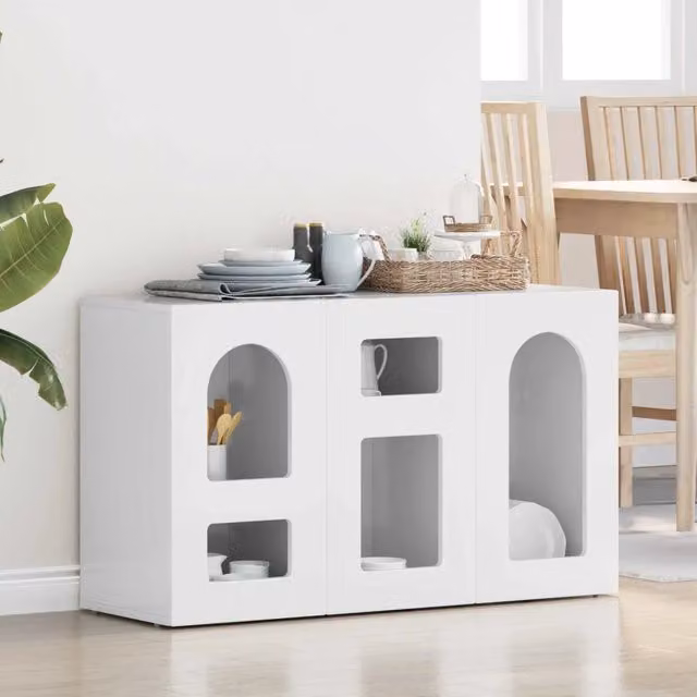 Credenza Buffet Moderna vidaXL in MDF Bianco Lucido L 100 x P 35 x H 59 cm