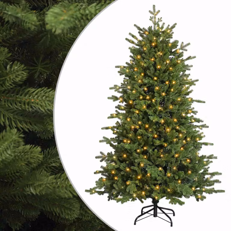 Albero di Natale Artificiale verde vidaXL con 150 LED luce bianca calda, Altezza: 150 cm