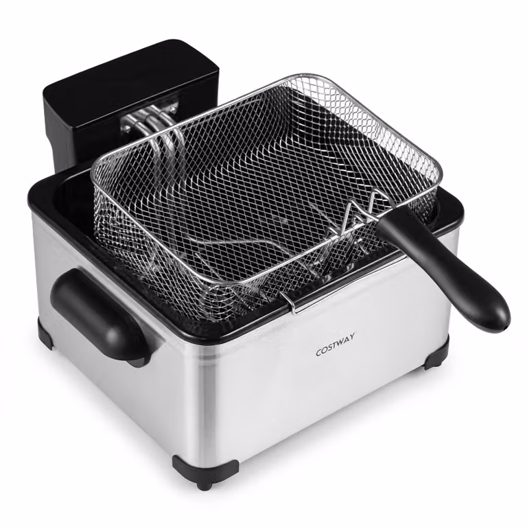 Friggitrice ad olio Costway con schermo LED, 3 cestelli, capacità 5 l, 1700 W, colore argento