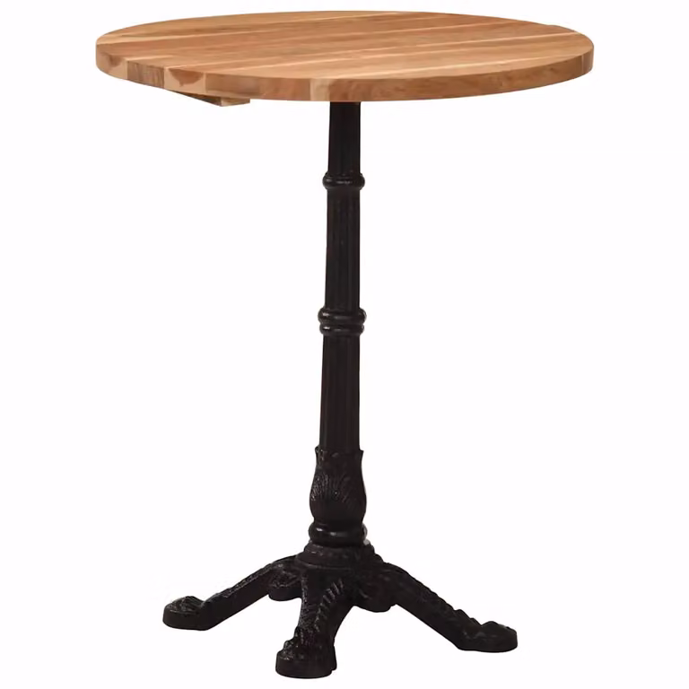 vidaXL Tavolino da Bistrot Rotondo in Legno di Acacia Marrone, Diametro: 60 cm, Altezza: 76 cm