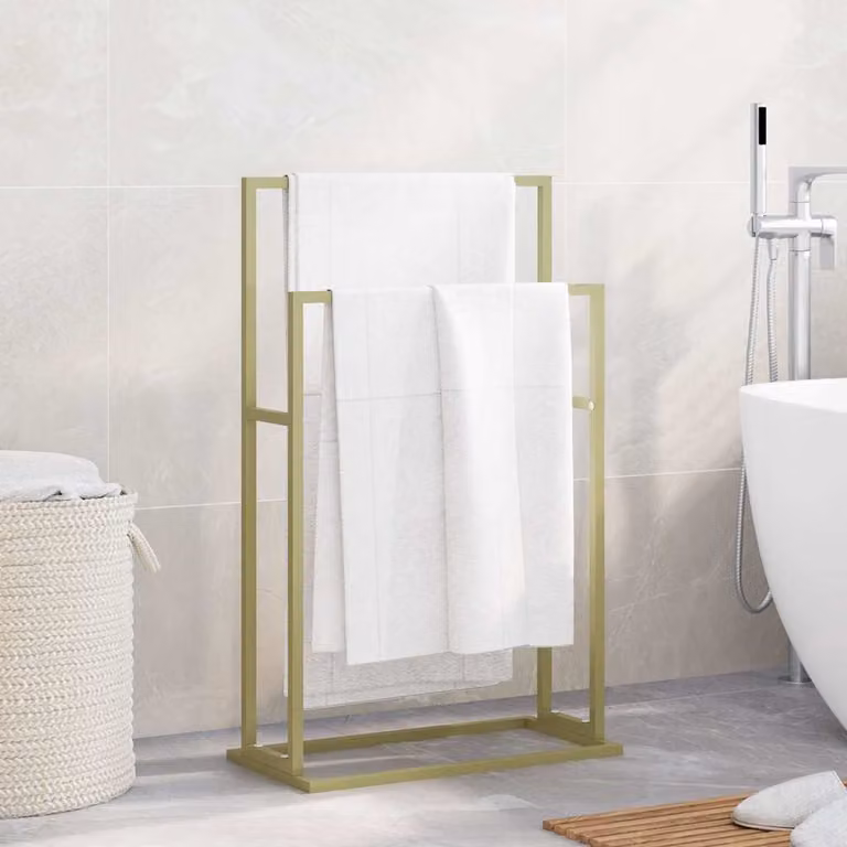 Portasciugamani da Pavimento vidaXL in Metallo Oro L/P/H: 48 x 24 x 78,5 cm