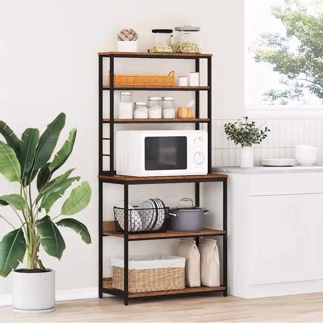 Scaffale da cucina stile industrial vidaXL in legno e metallo marrone L 80 cm, P 40 cm, H 168 cm