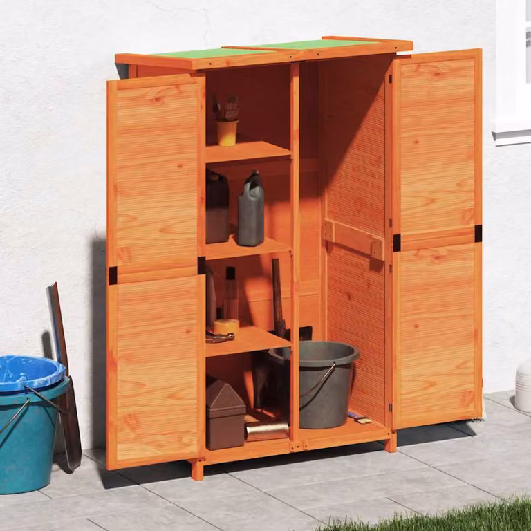 Rimessa da giardino vidaXL in legno massello di pino marrone, L: 83 cm, P: 57 cm, H: 140 cm