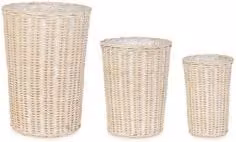 Set di 3 ceste in rattan RANDY Bizzotto colore bianco con trama a intreccio aperto
