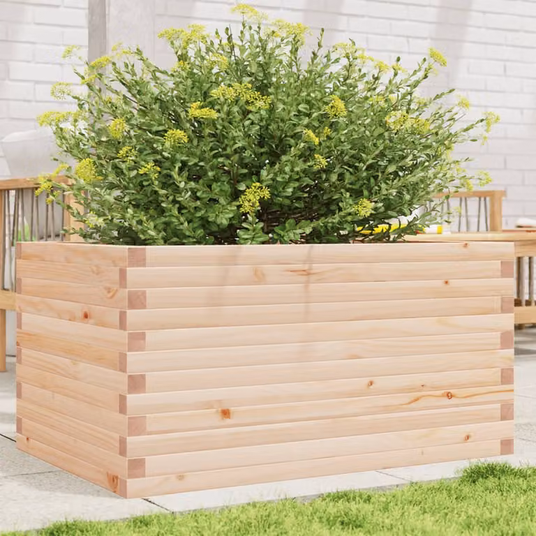 vidaXL Fioriera da Giardino in Legno di Pino Marrone L: 90 cm, P: 60 cm, H: 46 cm