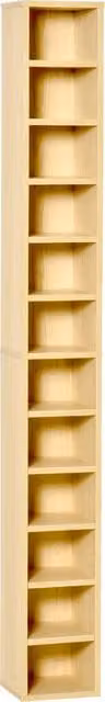 Libreria porta CD HOMCOM con 12 ripiani per 204 dischi, in MDF e legno, colore marrone, L/P/H: 21 x 11,5 x 175 cm