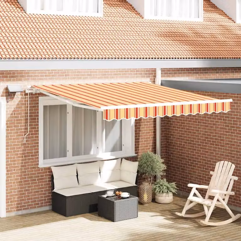 Tenda retrattile vidaXL in alluminio e poliestere, Giallo e Arancione, L: 350 cm x P: 250 cm