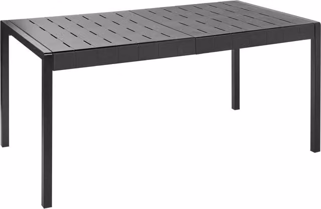 Tavolo da pranzo rettangolare da giardino BELIANI nero con telaio sintetico resistente alle intemperie L: 120 cm, P: 84 cm, H: 76 cm