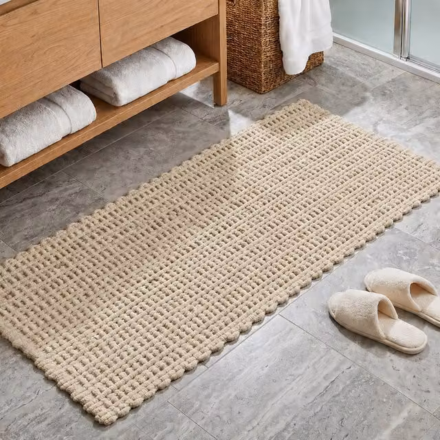 Tappeto da bagno in ciniglia Kasanova beige L 60 cm x P 130 cm