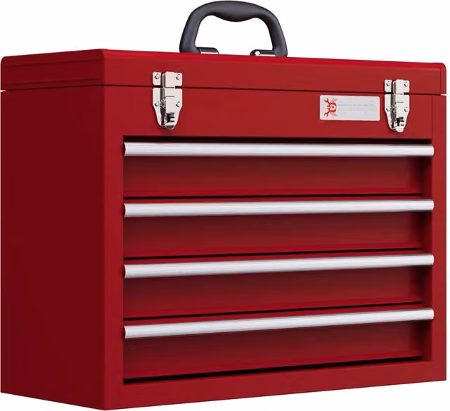 Cassettiera portautensili in acciaio zephmum con 4 cassetti colore rosso L/P/H: 51 x 22 x 39,5 cm