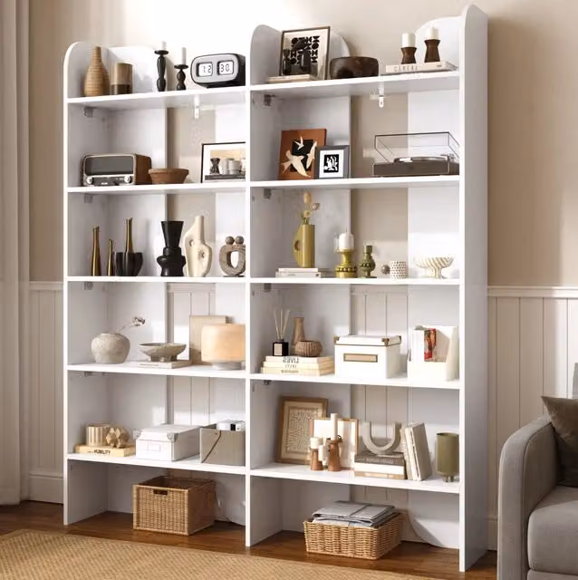 Libreria a giorno MODFU con 5 ripiani in bianco, L: 160 cm, H: 135 cm, P: 25 cm