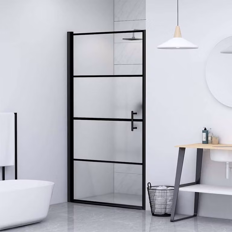 Parete Doccia vidaXL in Vetro Temperato Semi Smerigliato, Rettangolare, Nero, L: 81 cm, H: 195 cm