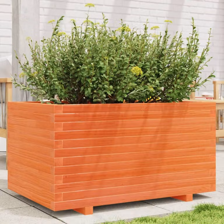 Fioriera da giardino vidaXL in legno marrone e arancione L: 90 cm, P: 60 cm, H: 49,5 cm