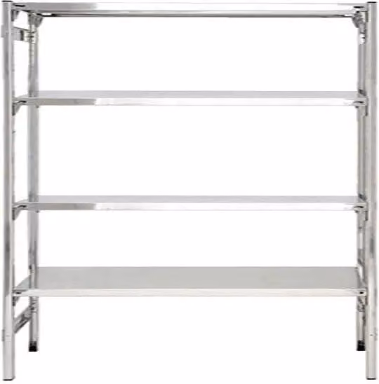 Scaffale professionale in acciaio inox argentato con ripiani regolabili e gancio CASTELLANI SHOP L: 180 cm, P: 30 cm, H: 180 cm