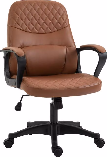 Poltrona da Ufficio Massaggiante Reclinabile Minimal in Similpelle Marrone con Porta USB e Altezza Regolabile L: 59 cm, P: 63 cm, H: 92-101 cm