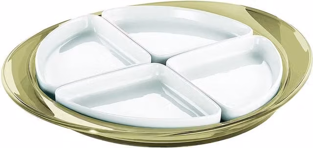 Piatto da portata antipasti Feeling In Porcellana Guzzini colore beige e bianco