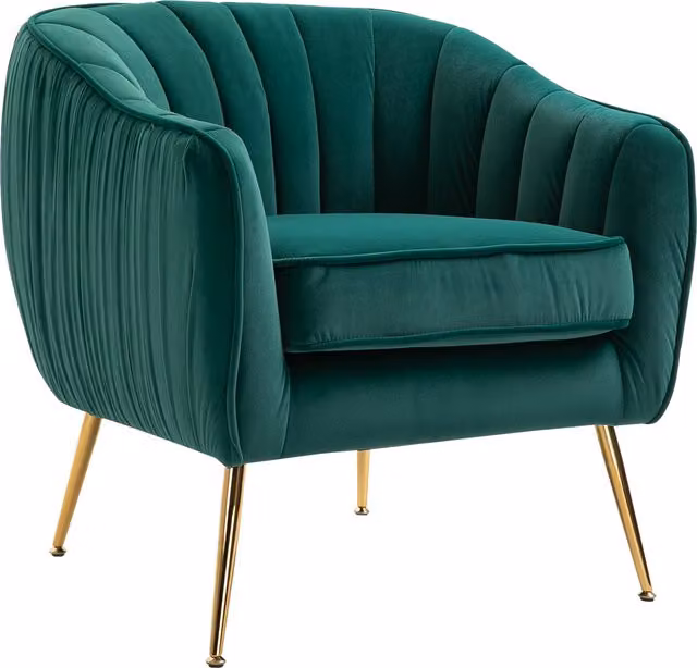 Poltrona da salotto HOMCOM in velluto verde con braccioli e gambe in metallo, design moderno e contemporaneo
