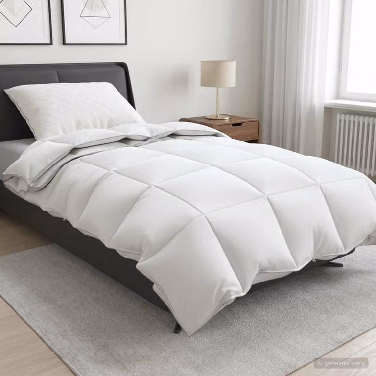 Set di 2 piumoni vidaXL FULDA in piume d'oca e cotone, bianchi, L 137 cm x P 200 cm