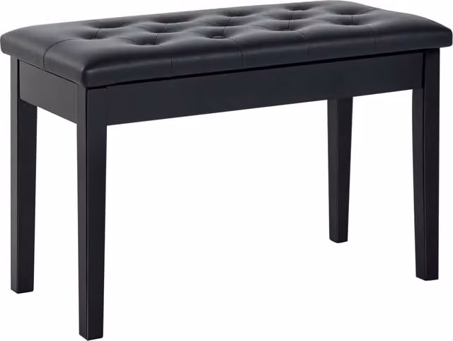 Sgabello imbottito HomCom con vano portaoggetti e rivestimento in ecopelle, Nero, L: 75 cm, P: 35 cm, H: 50 cm