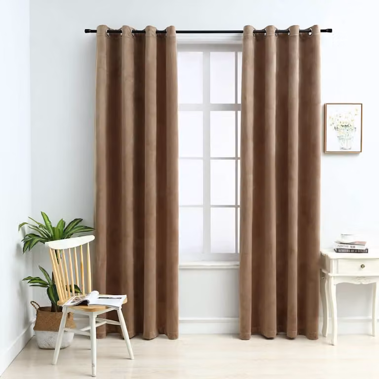 Set di 2 tende oscuranti vidaXL in velluto beige con anelli L: 140 cm, H: 175 cm