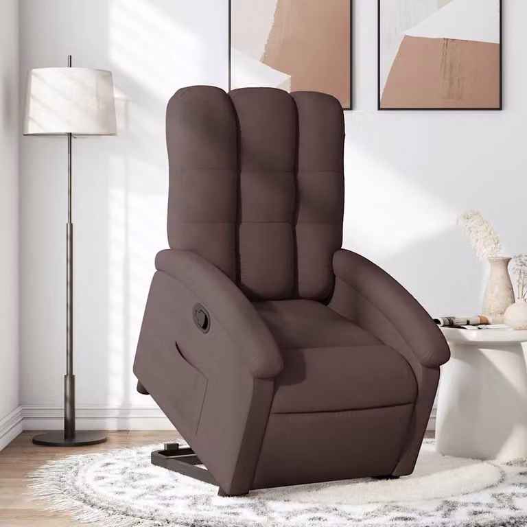 vidaXL Poltrona Alzapersona Reclinabile con Assistenza Elettrica in Tessuto Marrone