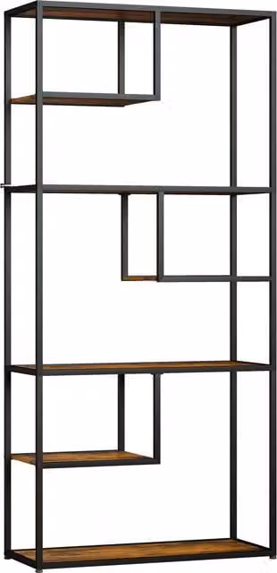 Libreria Mobile HOMCOM a 7 Livelli in Legno e Acciaio Stile Industriale, Marrone, L 83 cm x P 34 cm x H 180 cm