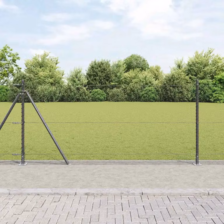 vidaXL Recinzione esagonale in acciaio con rivestimento in PVC e base in cemento, Grigio, 50 x 0,8 m