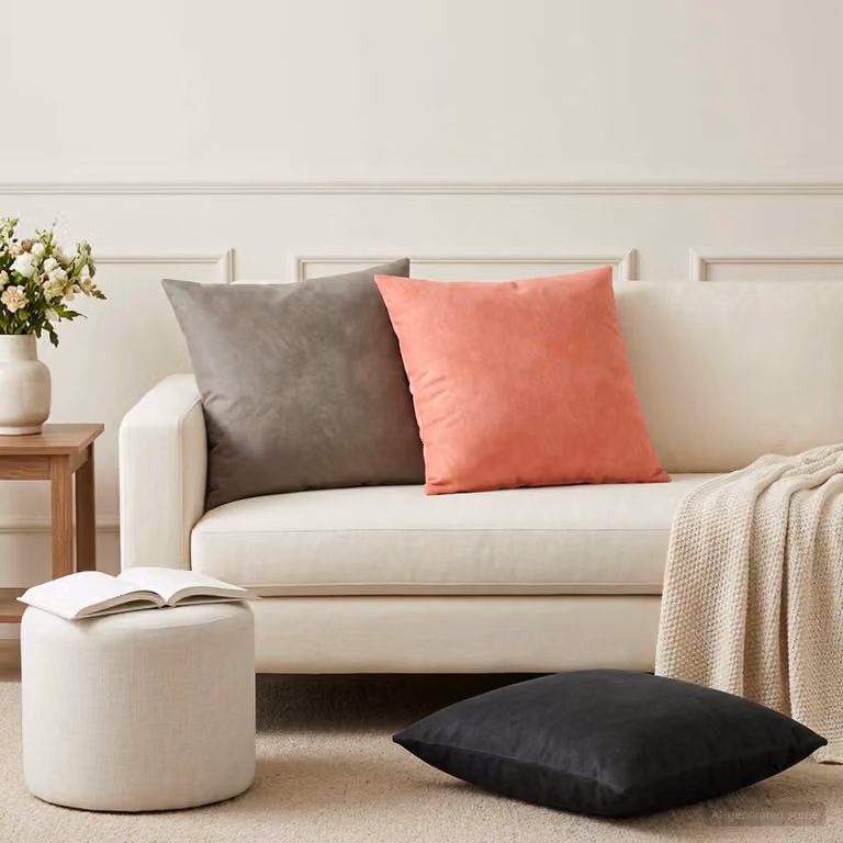 Set di 6 federe vidaXL HEERLEN in velluto rosa, L 60 cm x P 60 cm