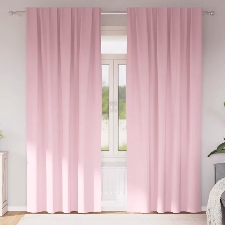 Set di 2 tende blackout vidaXL con anelli in poliestere, colore rosa, H: 225 cm x L: 140 cm