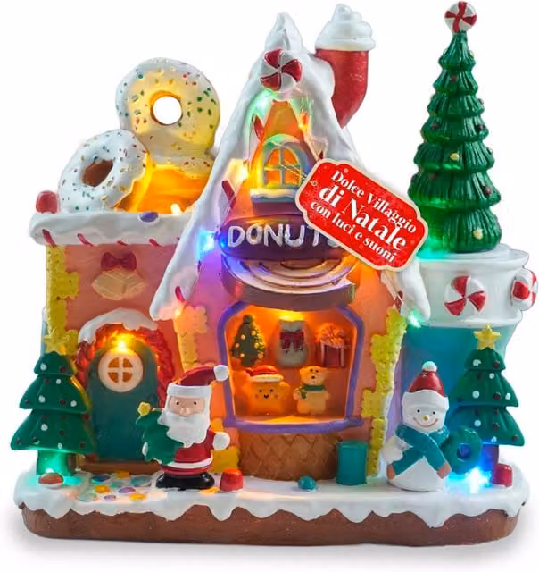Villaggio di Natale Animato Northlight con Luci LED Multicolore, Musica e Albero Rotante da Tavolo