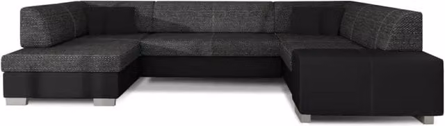 Divano panoramico a U HAVANA MEUBLORAMA convertibile per 6 persone, design geometrico moderno, Grigio e Nero, L: 322 cm x P: 204 cm x H: 176 cm