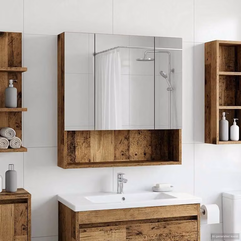 Mobiletto per specchio da bagno vidaXL in legno marrone, L: 60 cm, P: 14.5 cm, H: 70 cm