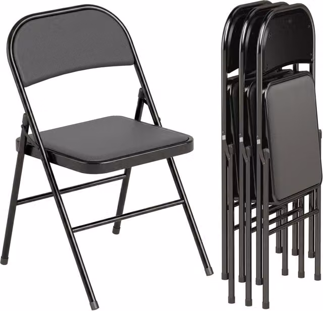 Set di 4 sedie pieghevoli da pranzo Xylo con struttura in metallo nero L/P/H: 45 x 46 x 78 cm