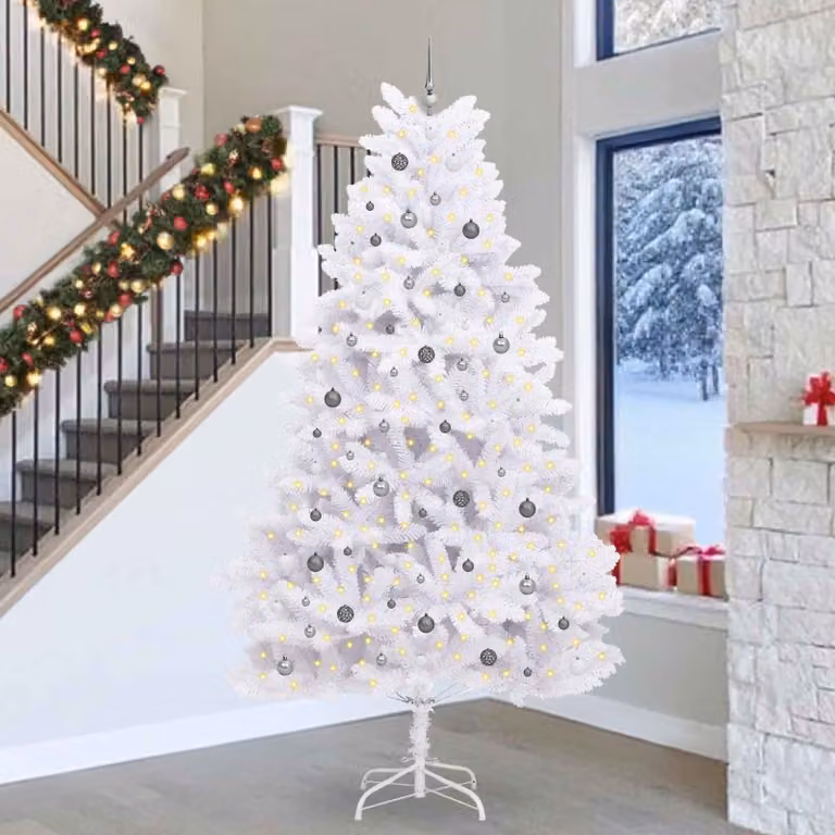Albero di Natale artificiale vidaXL bianco in PVC e metallo, Altezza: 138 cm