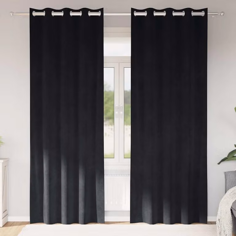 Set di 2 tende oscuranti in velluto vidaXL, colore nero, L: 140 cm x H: 225 cm