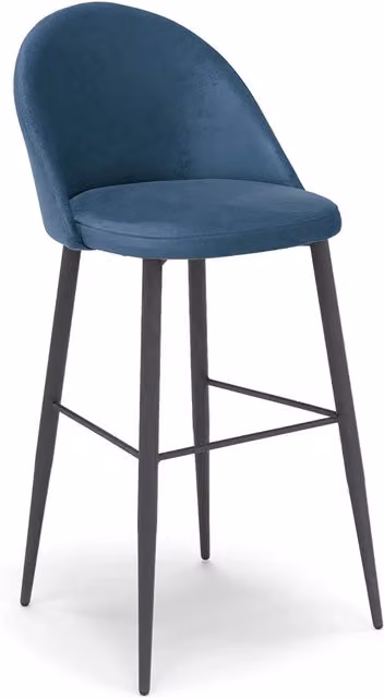 Sgabello Imbottito LOLA Redokasa Blu Notte con Gambe in Metallo e Rivestimento in Velluto Idrorepellente, Altezza: 73 cm