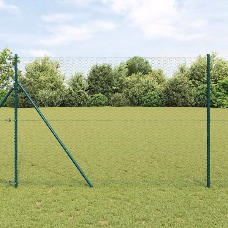 vidaXL Recinzione esagonale in acciaio rivestita in PVC per fissaggio a terra Grigio 50 x 1,5 m