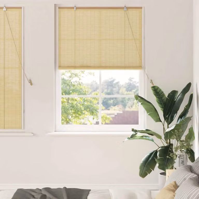 Tenda a rullo vidaXL in bambù color beige e marrone, semi-trasparente e resistente ai raggi UV, L 120 cm x H 160 cm
