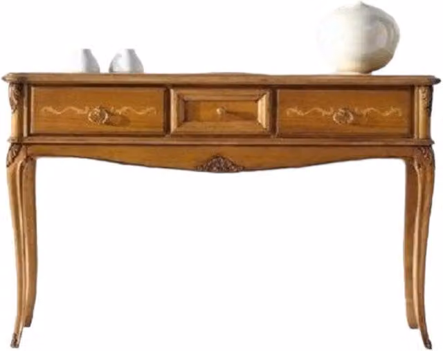Consolle classica in legno intarsiata con decoro floreale Mobili 2G L/P/H: 131 x 39 x 81 cm