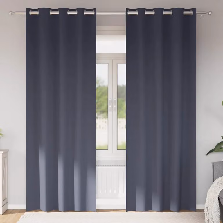 Set di 2 tende blackout vidaXL con anelli, colore antracite, H 245 x L 140 cm