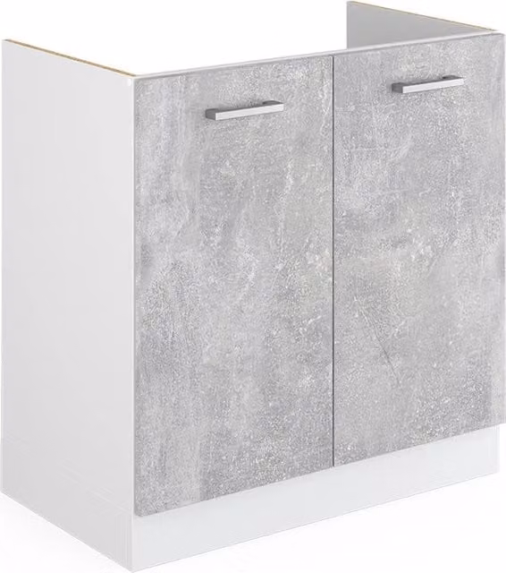 Mobile lavello cucina Vicco R-Line moderno bianco e grigio con ante a battente L 80 cm