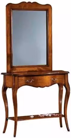 Consolle con specchio e 1 cassetto in legno di pino marrone Mobili 2G L/P/H: 101 x 40 x 89 cm