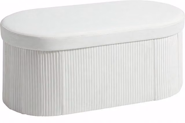 Pouf Contenitore Pieghevole HOMCOM in Velluto con Vano da 72L, L 76 cm x P 38 cm x H 35 cm, Crema