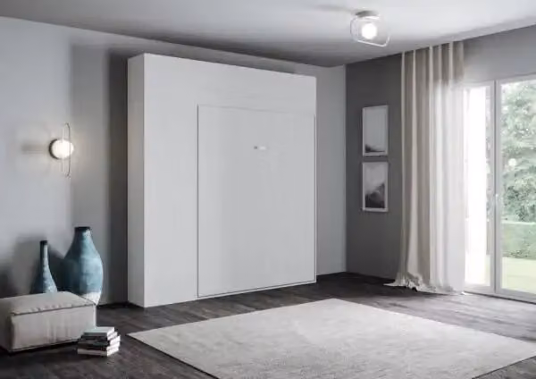 Letto a scomparsa una piazza e mezzo Kentaro Itamoby con mobili bianco frassino
