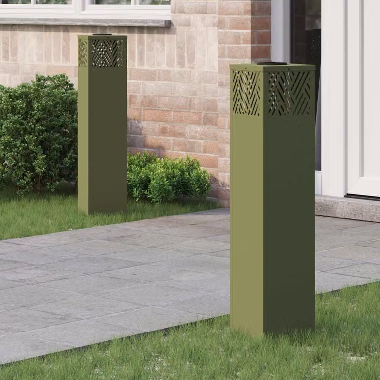 Set di 2 faretti LED solari vidaXL per sentieri e giardino, luce bianco caldo, L/P/H: 18 x 18 x 80 cm
