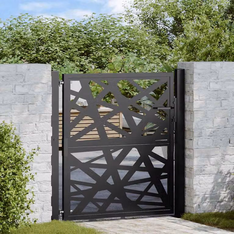 Cancello da giardino vidaXL in acciaio nero con design leggero L: 105 cm, H: 106 cm