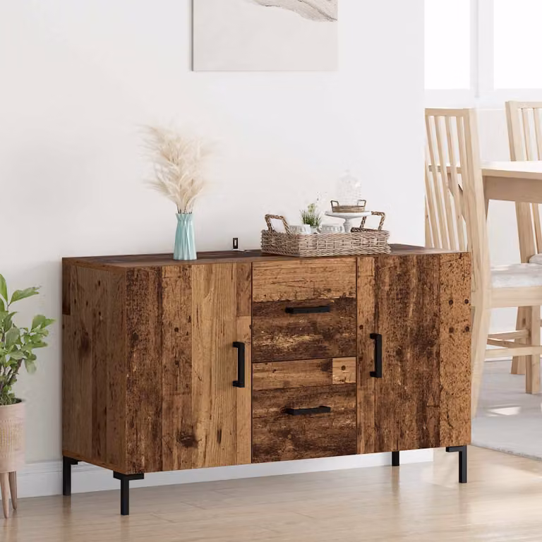 Credenza moderna vidaXL in legno ingegnerizzato e metallo, colore marrone, L 100 x P 36 x H 60 cm